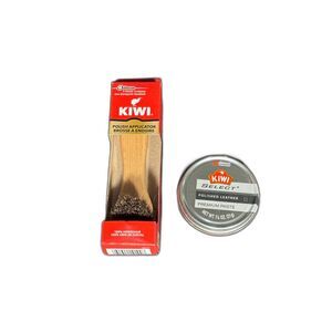 KIWI Select Premium Leather Polish 1.1oz With Horsehair Applicator Brush Set